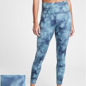Athleta Elation‎ High Rise 7/8 Serene Riviera Blue Leggings Size Small